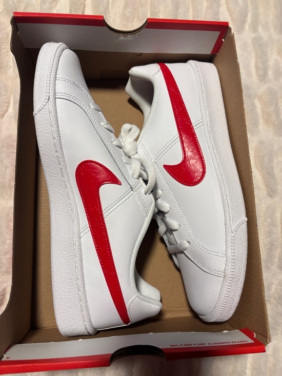Nike Shoes - Nike White Low-Top Sneakers with Red Swoosh